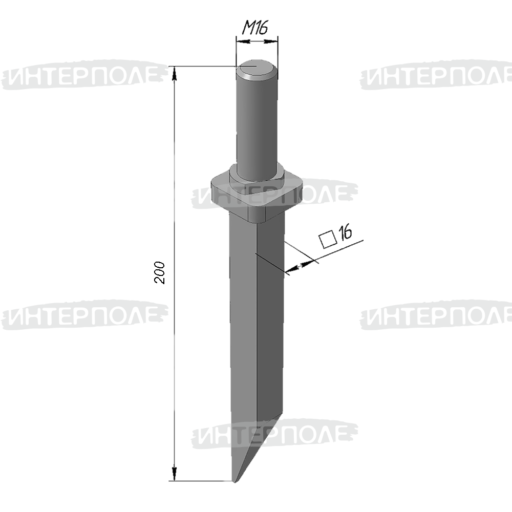 Зуб бороны L=200 мм под гайку М16х2,0 (комплект 54 шт.) БЗС (РЗЗ)