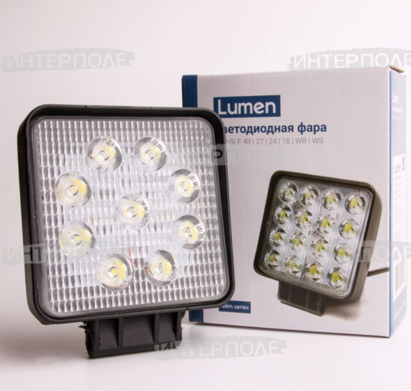 Фара светодиодная квадратная 27WS 9х3W-53mm 1800LM Epistar (Spot) Направленный свет универсальная 12-24В MEXTEXpro