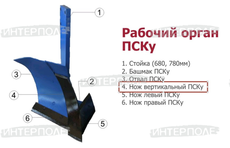 Нож вертикальный к плугу серии ПСКу (РЗЗ)