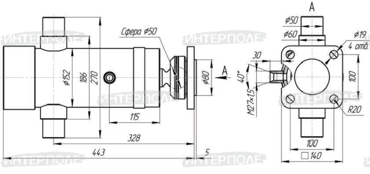 Гидроцилиндр КАМАЗ 45143 подъема кузова 4х-штоковый (Профмаш)