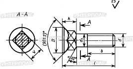 Болт М10х 40х1,5 потайная головка с квадратным подголовником, класс 8.8