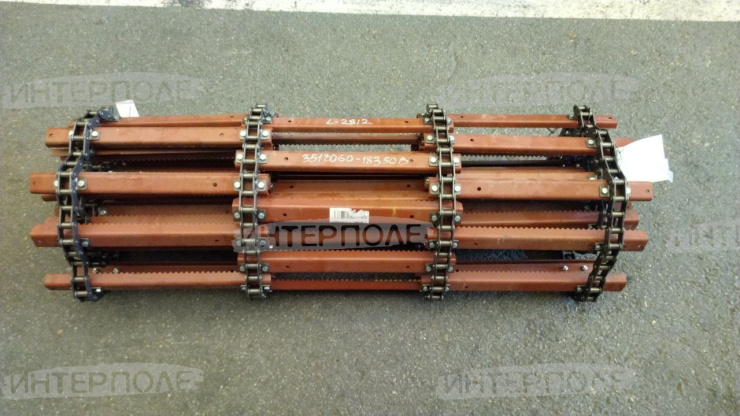 Транспортер наклонной камеры цепной L-2812мм., (ширина-1420, 6 отверстий на планке) ДОН-1500А/Б АКРОС крепление болтом Нов-рск