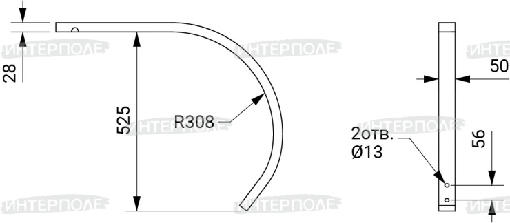 Стойка культиватора (крепление к раме 2 отв.) КПЭ-3,8 КТС-10 (РЗЗ)