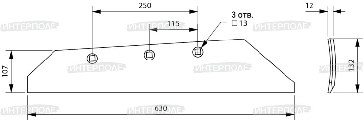 Лемех L= 630 мм (сормайт) Светлоград (РЗЗ)