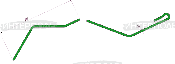 Зуб пружинный (загортач) левый d=15,0 мм, L=585 мм на сеялку Amazone 