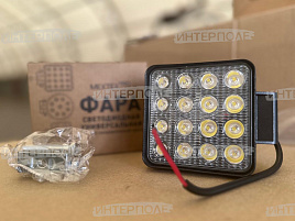 Фара светодиодная квадратная 16х3W 3000LM 108х108х63 (Spot) Направленный свет универсальная 12-24В MEXTEX ПРО