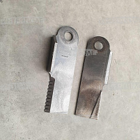 Нож измельчителя (d-19,5 4,9х51х190) зазубренный, с лопатками, левый, с лазерным покрытием John Deere, MWS