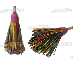 Метла круглая большая полипропиленовая с черенком, 5 колец (10)