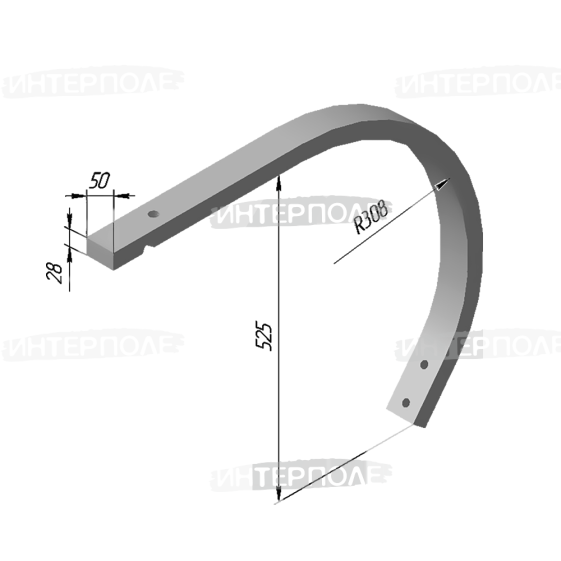 Стойка культиватора (крепление к раме 2 отв.) КПЭ-3,8 КТС-10 (РЗЗ)