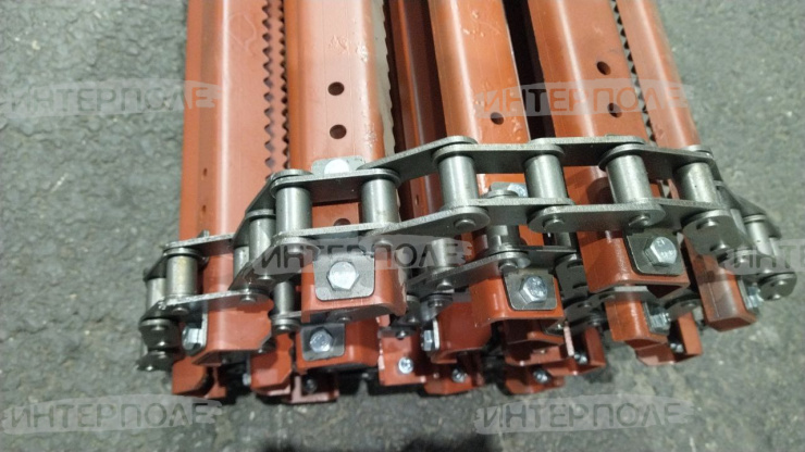 Транспортер наклонной камеры цепной L-2812мм., (ширина-1320, 10 отверстий на планке) ДОН-1500А/Б АКРОС, после 2008г. крепление болтом Нов-рск