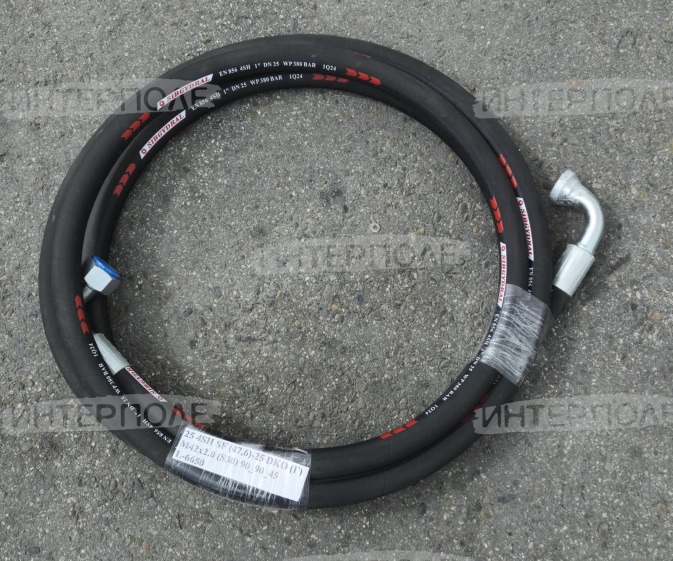РВД Ф25 L6650 (фланец 90°-гайка 90°, разворот 45°) 4SH