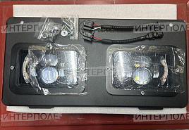 Комплект светодиодных фар (2 шт), МТЗ, 9-30В (ближний/дальний свет, ДХО, поворотник, с рамкой крепления) прямоугольная
