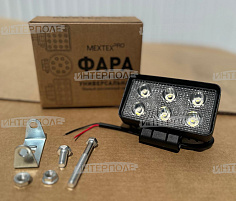 Фара светодиодная прямоугольная 6х3W 1200LM 110х81х46 (Flood) Рассеянный свет универсальная 12-24В МЕХТЕХ ПРО