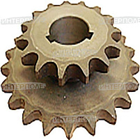 Звездочка (z=15/22, t=19,05) двойная нижняя привода вала наклонной камеры John Deere (CTS, CTS II, 9400, 9410, 9500, 9501, 9510, 9600)