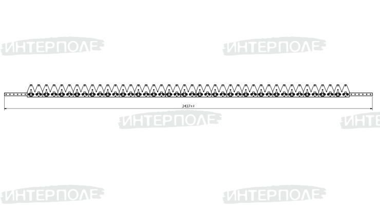 Нож (часть ножа, средняя секция, сегмент двойной с мелкой насечкой жатка John Deere)