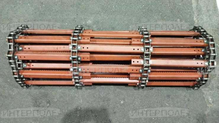 Транспортер наклонной камеры цепной L-2812мм., (ширина-1320, 10 отверстий на планке) ДОН-1500А/Б АКРОС, после 2008г. крепление болтом Нов-рск