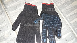 Перчатки Х/Б с защитой от скольжения Люкс (черные)