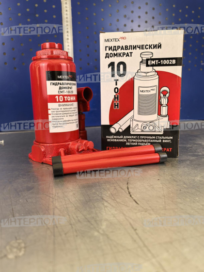 Домкрат 10 тонн. (200х385мм, одноплунжерный, с предохр. клапаном) МЕХТЕХ