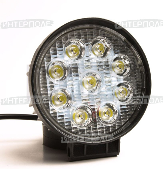 Фара светодиодная круглая 27WR 9х3W-53mm 1800LM Epistar (Flood) Рассеянный свет универсальная 12-24В MEXTEXpro