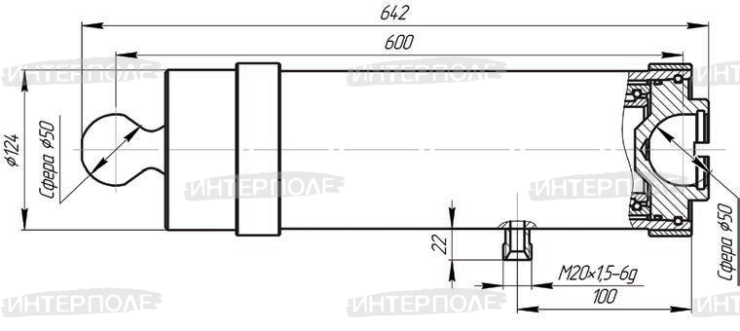 Гидроцилиндр 2ПТС-4 3-х штоковый (Профмаш)