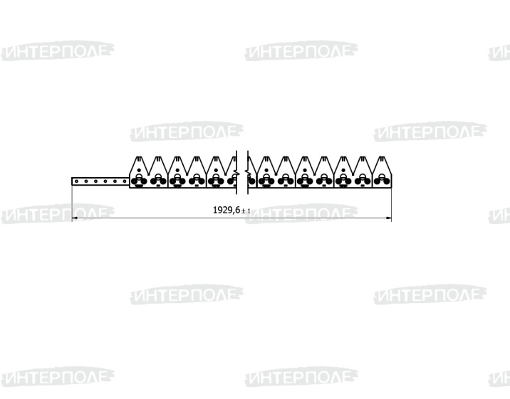 Нож (часть ножа, конечная часть. сегмент двойной с мелкой насечкой жатка 30 фут/9 метров John Deere)