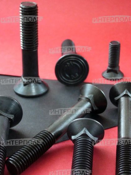 Болт М10х 35 DIN 608 (10.9) с гайкой, потайная головка с квадратным подголовником (Чехия)