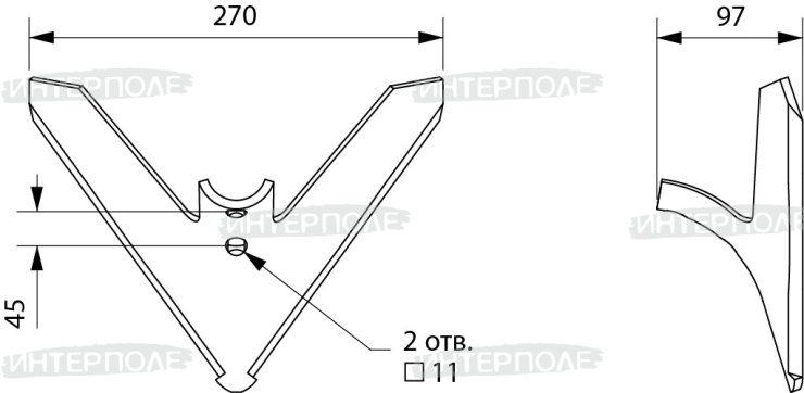 Лапа 270х6,0 мм (сталь 50Г, нов.обр.) СЗС-2,1 (РЗЗ)
