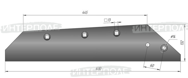 Лемех L= 630 мм правый под долото Светлоград (РЗЗ)
