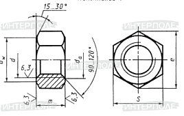 Гайка М10х1,5 шестигранная, класс 8