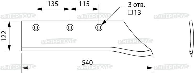 Лемех ПЛЖ L=540 мм (наплавл. усиленный литой) (РЗЗ)