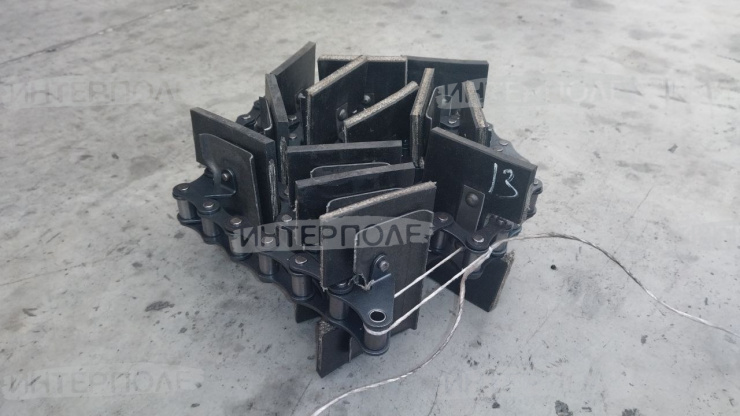 Транспортер колосового элеватора "Полесье"КЗР-0208080Б(13 скребков) скребок 100х150 корд ОМСК