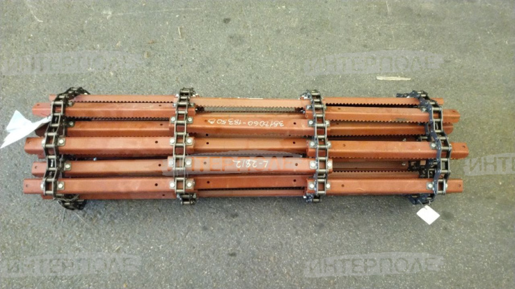 Транспортер наклонной камеры цепной L-2812мм., (ширина-1420, 6 отверстий на планке) ДОН-1500А/Б АКРОС крепление болтом Нов-рск