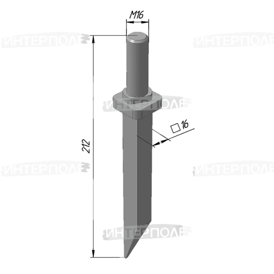 Зуб бороны L=212 мм под гайку М16х2,0 (комплект 54 шт.) БЗТ (РЗЗ)