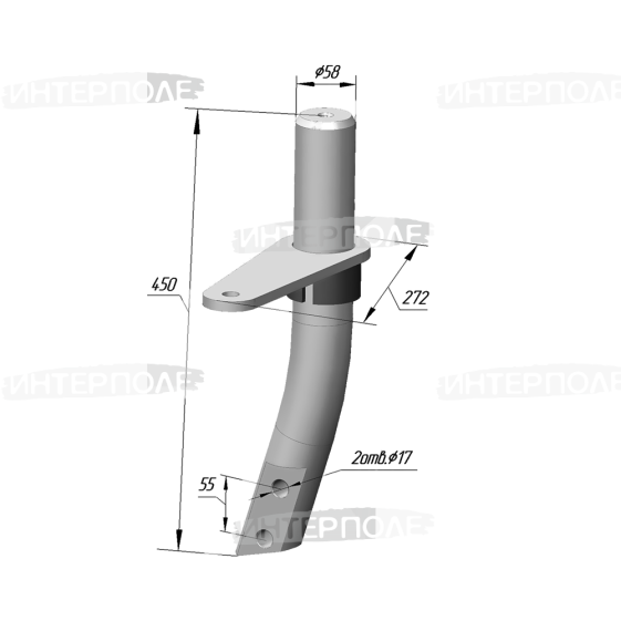 Стойка поворота режущего узла (58 мм) левая БДМ4х4 (РЗЗ)