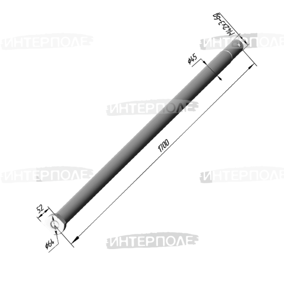 Ось батареи L=1700 мм d=45 мм БДТ-7 (РЗЗ)