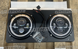 Комплект светодиодных фар (2 шт), МТЗ, 9-30В (ближний/дальний свет, ДХО, поворотник, с рамкой крепления) круглая